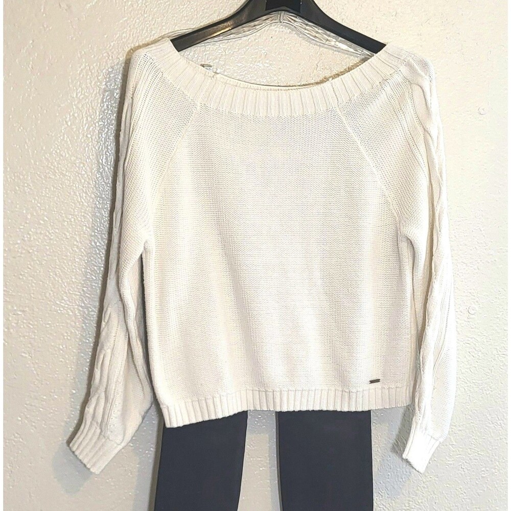 Hollister Cream Drop Shoulder Chunky Knit Slouchy Cropped Cozy Sweater XS